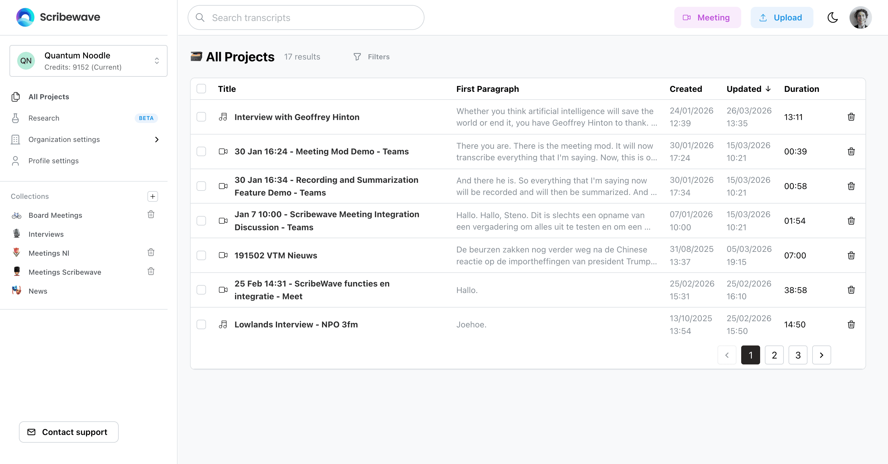 Processed project appears in library