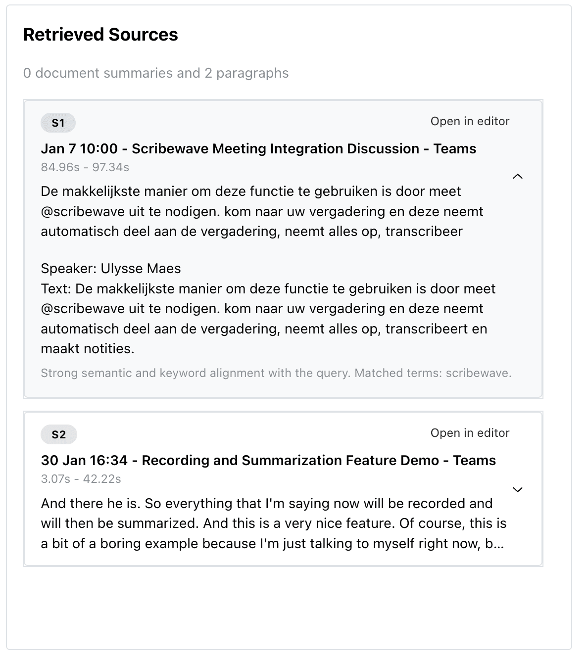 Research response with source context